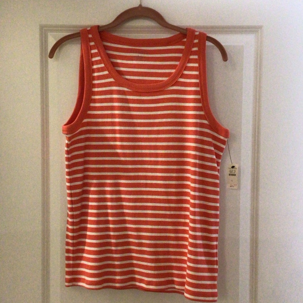 NWT Talbots Orange and White Striped Tank Top Size Large